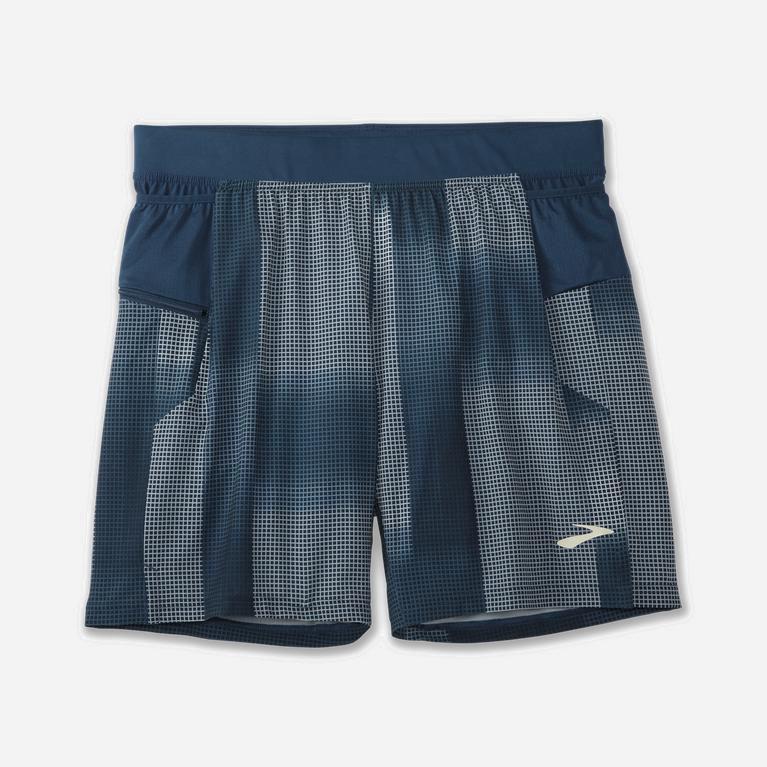 Brooks Sherpa 7 2-In-1 Mens Running Shorts Ireland Indigo Rush Altitude Print (FVCN-93751)